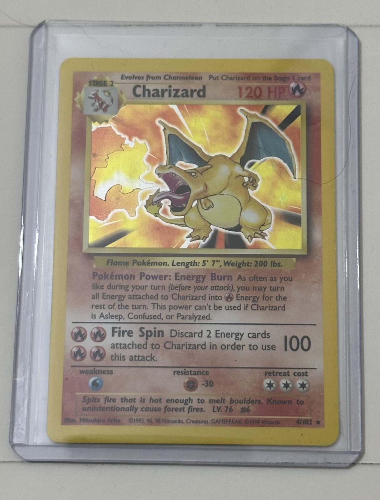 Pokemon Charizard 4/102 Base Set Holo Rare Unlimited – Excellent Condition