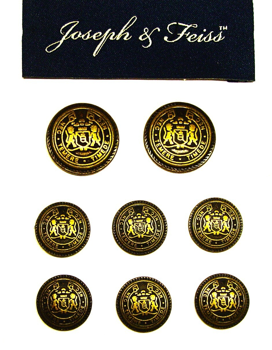 JOSEPH & FEISS replacement buttons 8 dark bronze metal buttons, GOOD USED COND.
