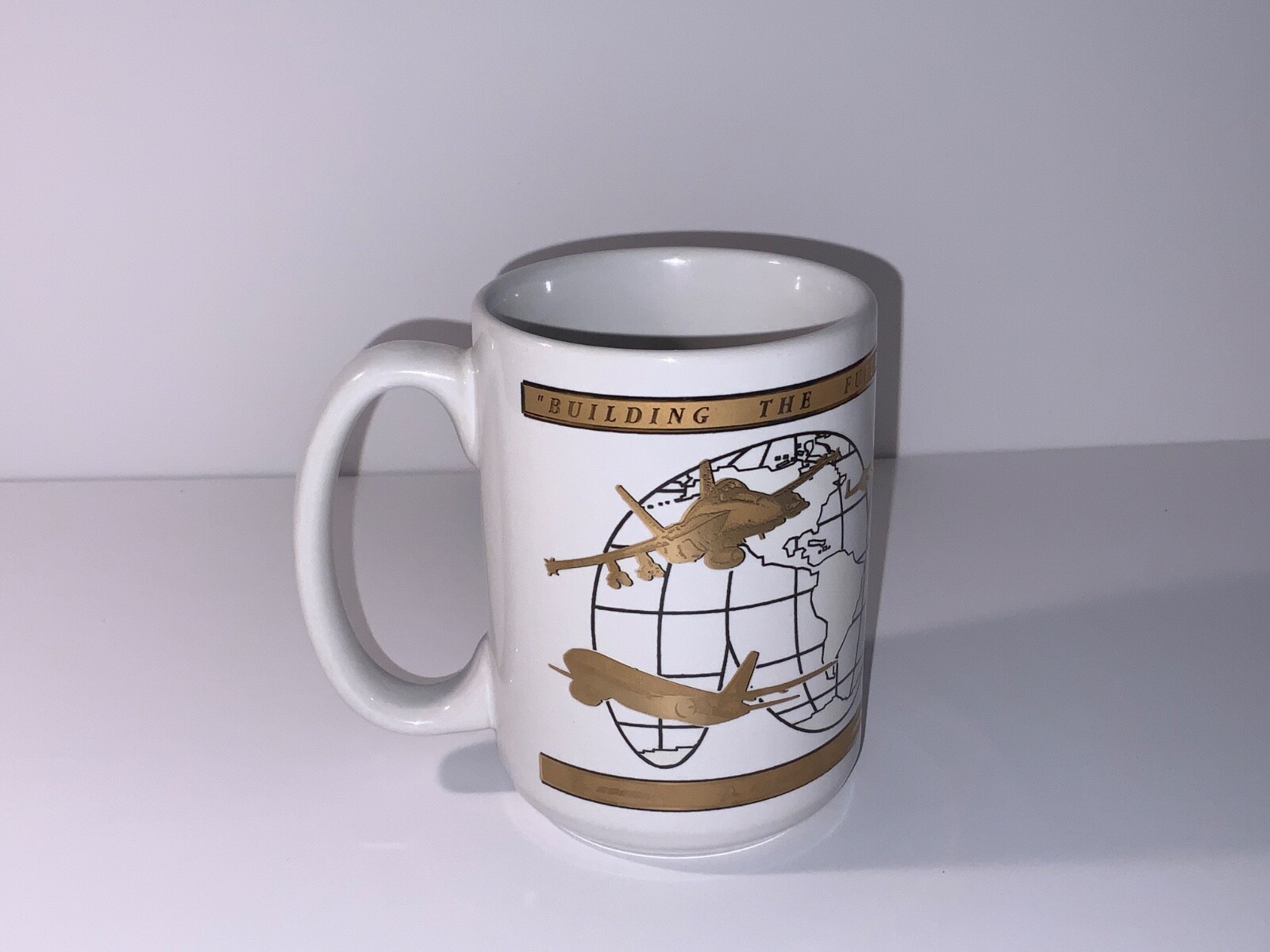 Vintage BOEING Building The Future Of Flight Together Golds & white Ceramic Mug