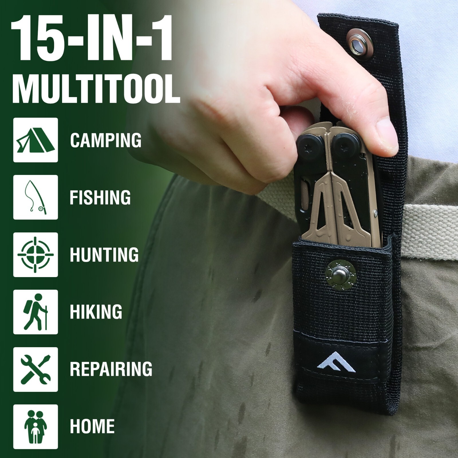 FLISSA 15-in-1/16-in-1/18-in-1 Multi-Color Stainless Steel Multitool with Sheath