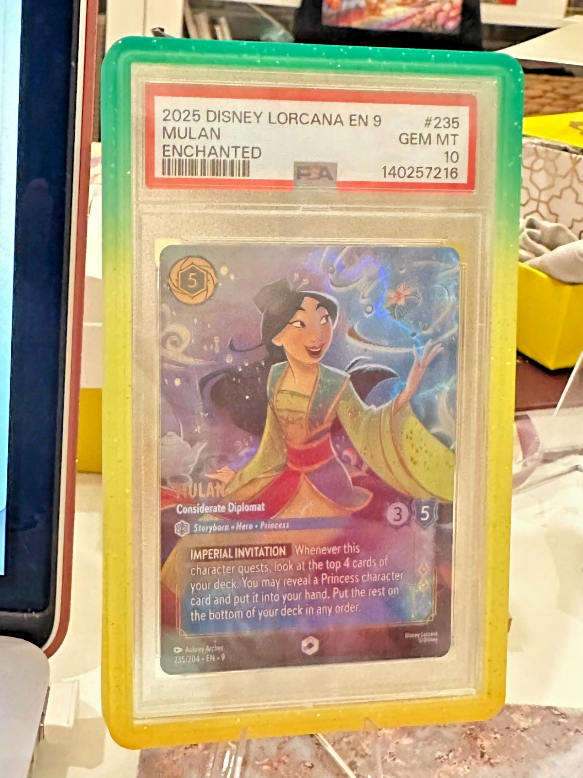 Disney Lorcana Fabled Enchanted Mulan Considerate Diplomat 235/204 EN 9 PSA 10