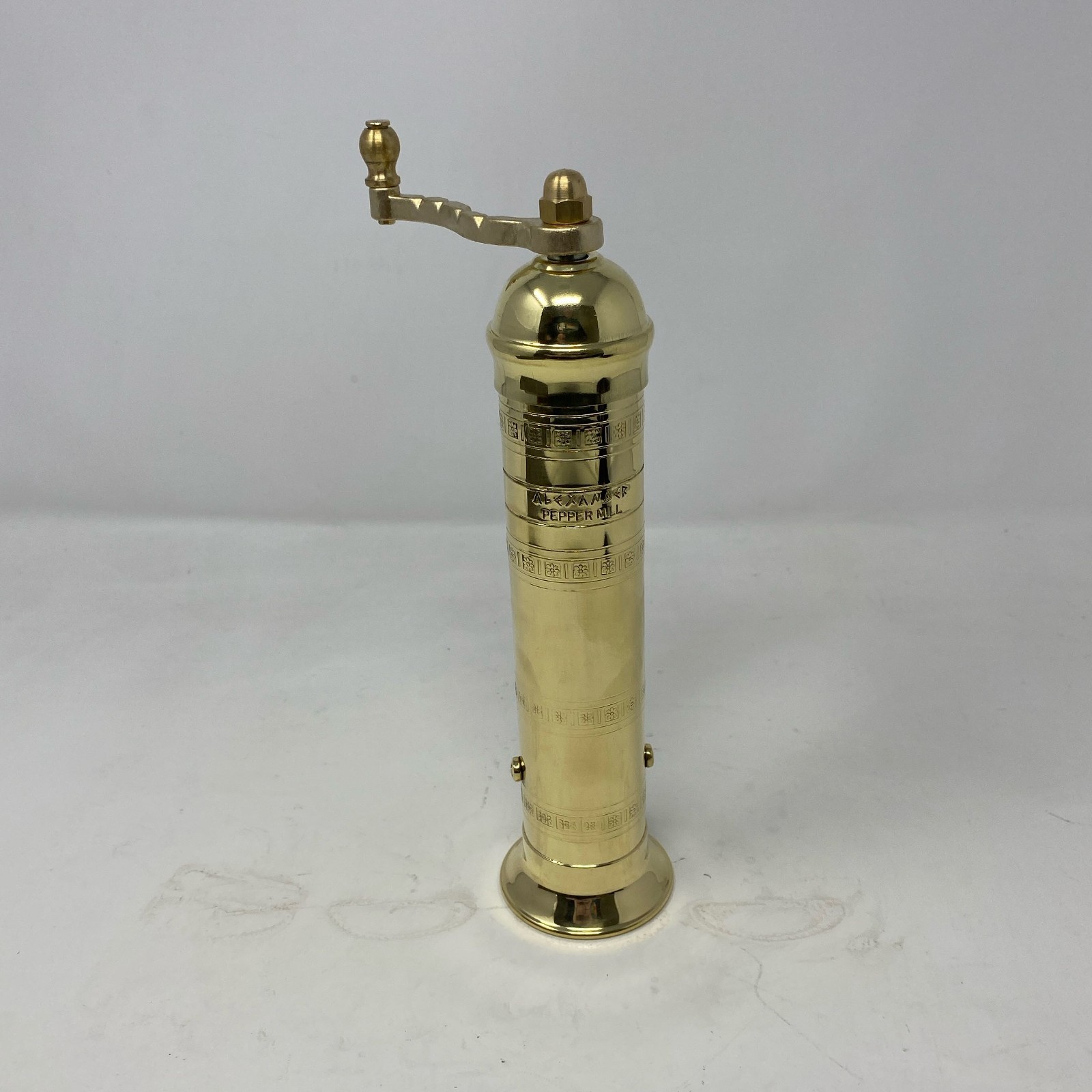 Alexander Home Greek Pepper Mill 9-In Brass Manual Grinder