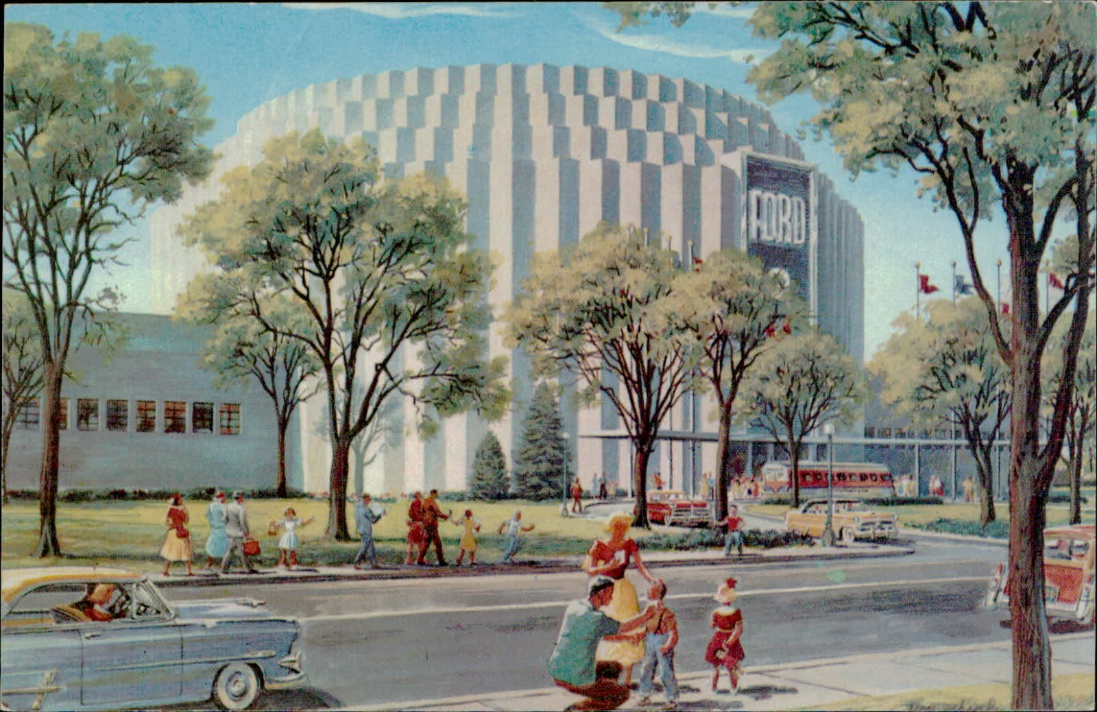 Postcard Ford Rotunda Dearborn Michigan MI