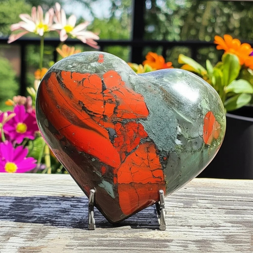 Natural Heart African Bloodstone Tumbled Healing Pocket Palm Stone Home Decor