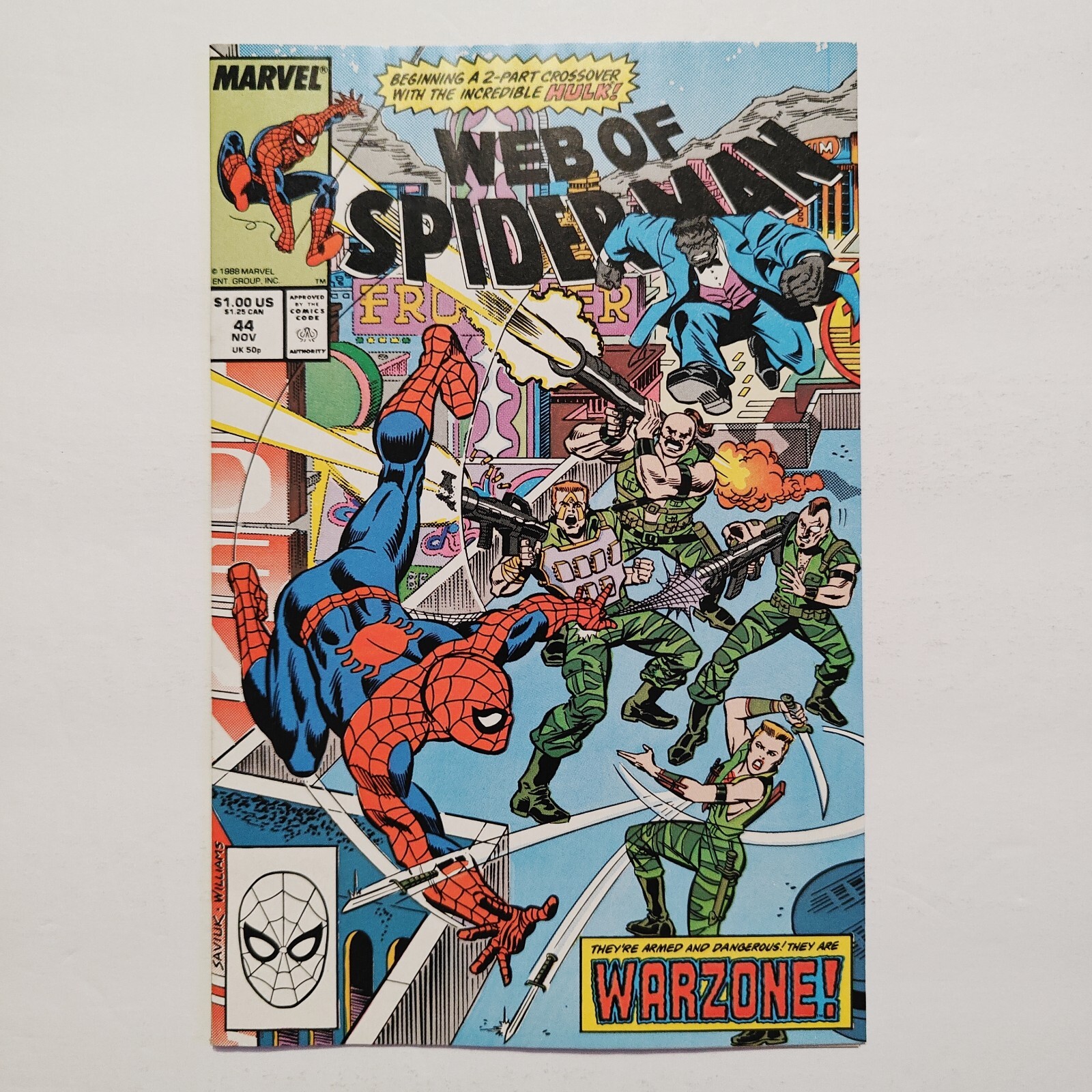 Web Of Spider-Man #44 – (1988) – HULK App – Gemini Mailer – We Combine – VF/NM