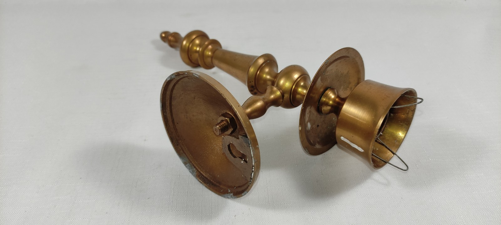 Vintage Antique Brass Wall Sconce Hurricane Candlestick Candle Holder Heavy 10″
