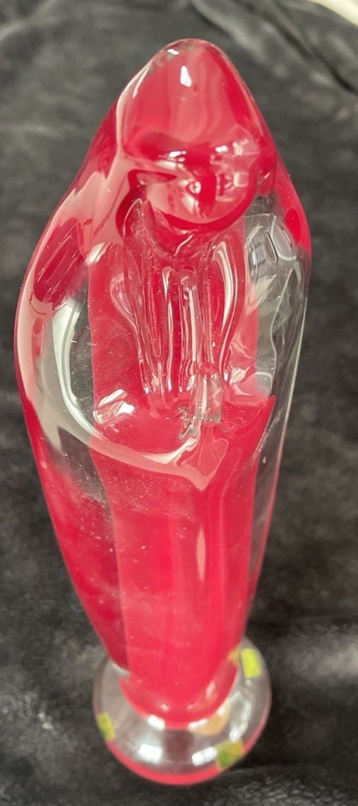 Hand Blown Pilgrim Glass Mother Mary Madonna 12.25” Catholic Statue Figure Ruby
