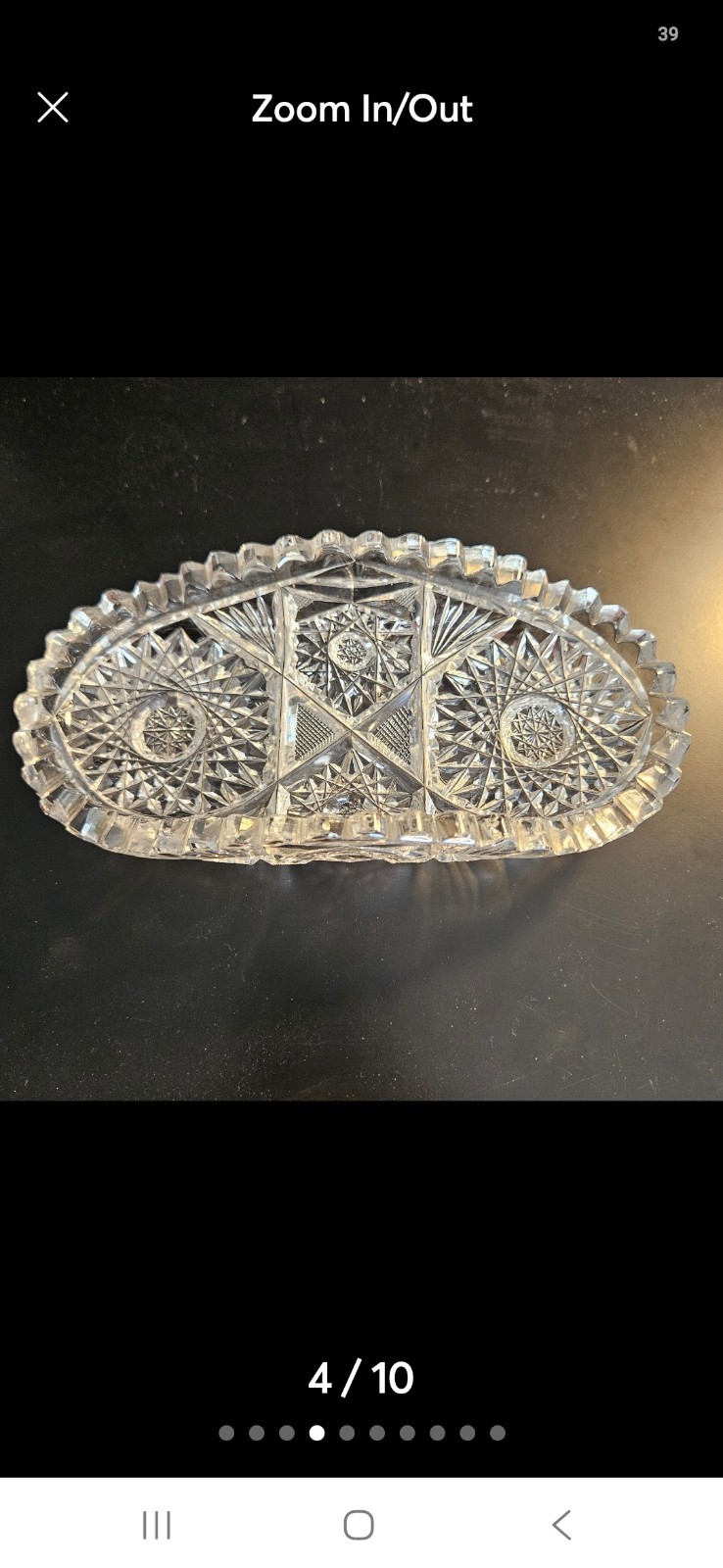 Sawtooth Edge Oval Cut Glass Butter Dish