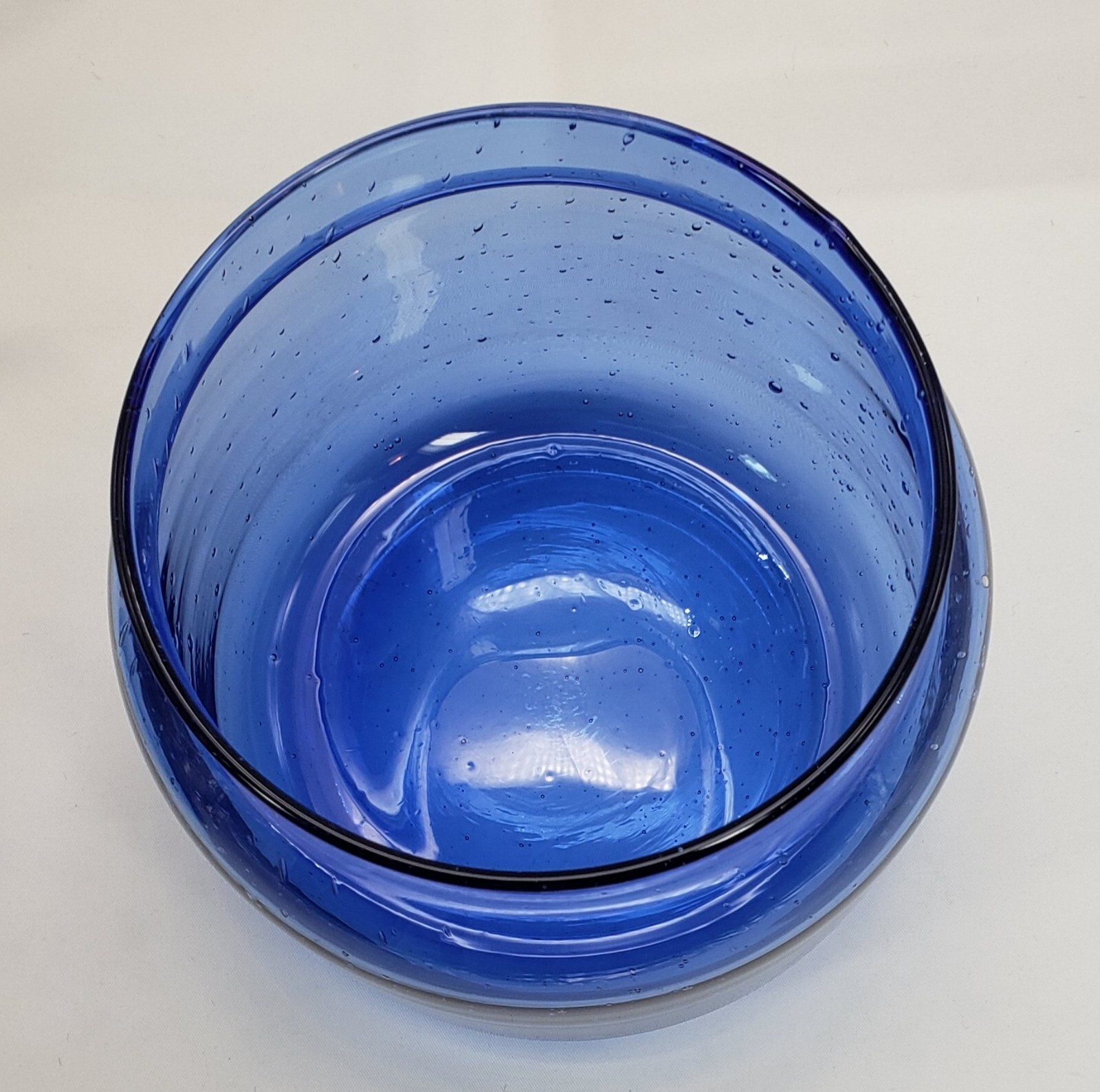 Blue Glass Jar w/ Lid Apothecary Sky Blue Glass with Bubbles Handmade 6 inches