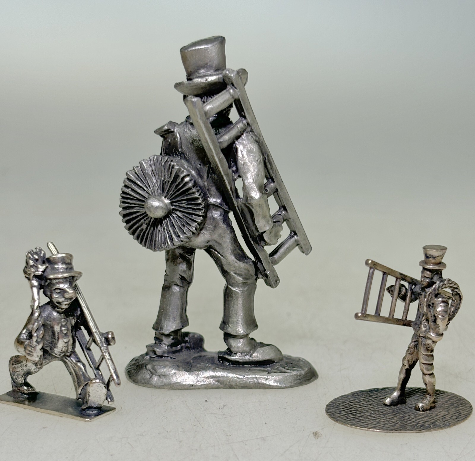 3 Mini Chimney Sweep Figurines Metal