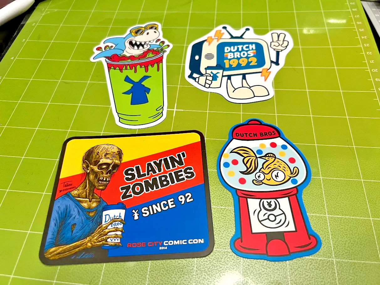 Rare Vintage Dutch Bros – Set of 4 Reproduction Stickers
