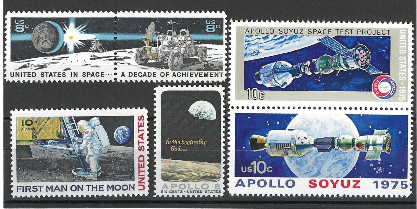 1960’s-1970’s APOLLO SPACE MISSIONS – SET OF 6 U.S. STAMPS – MINT CONDITION