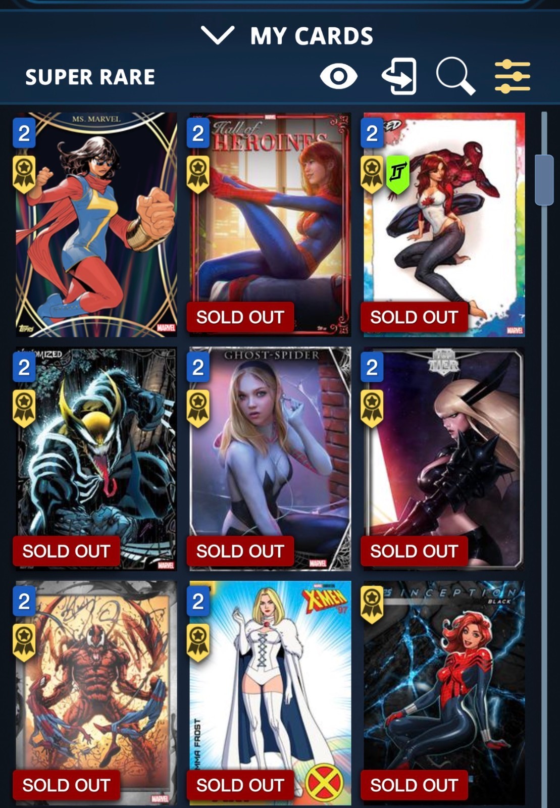 Topps Marvel Collect – Pick Any 2023-2025 Award Super Rare (SRs) Digital