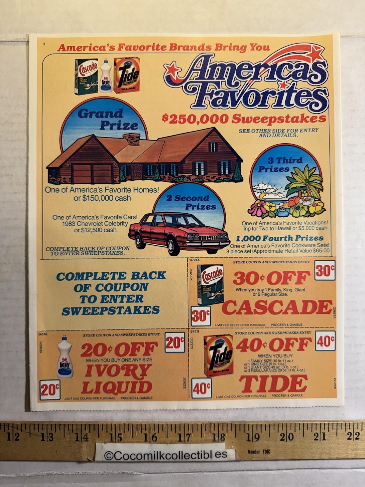 Vintage 1982 Americas Favorites Procter & Gamble Advertising Sweepstakes Flyer