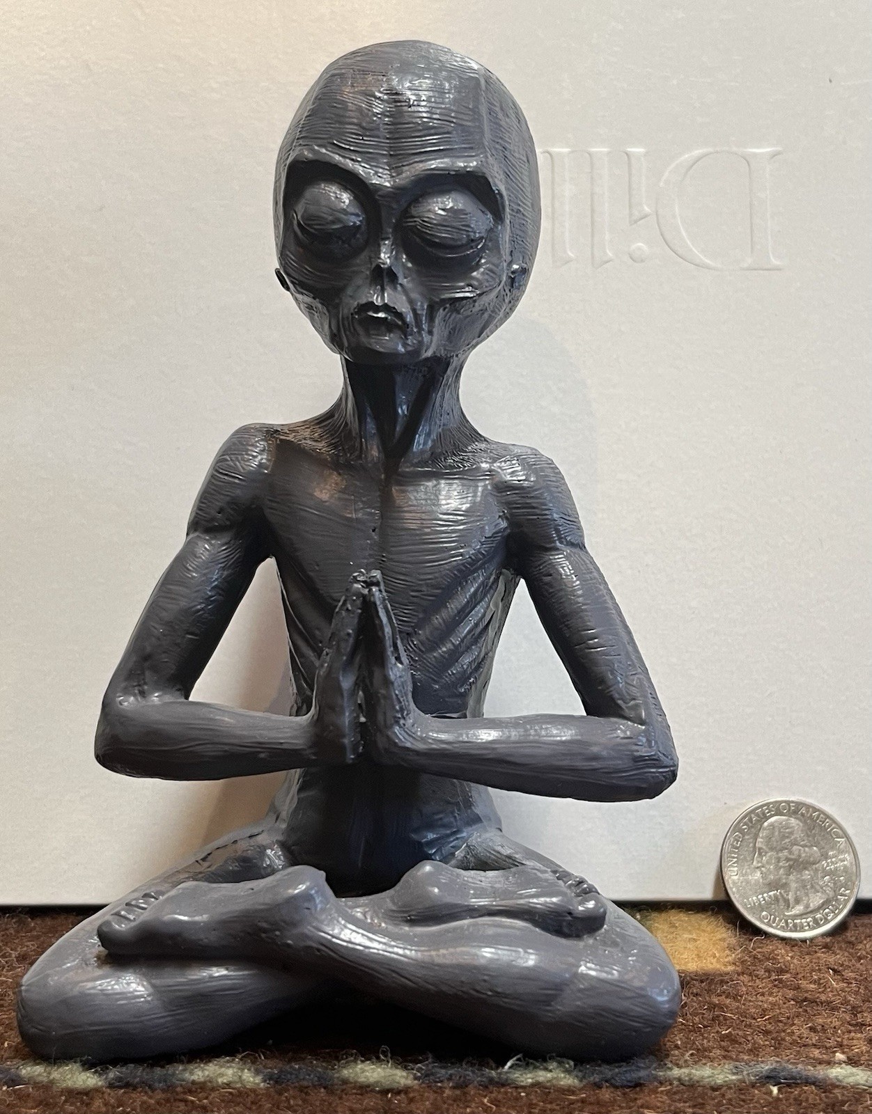 Meditating Alien Figure Resin 6” High New