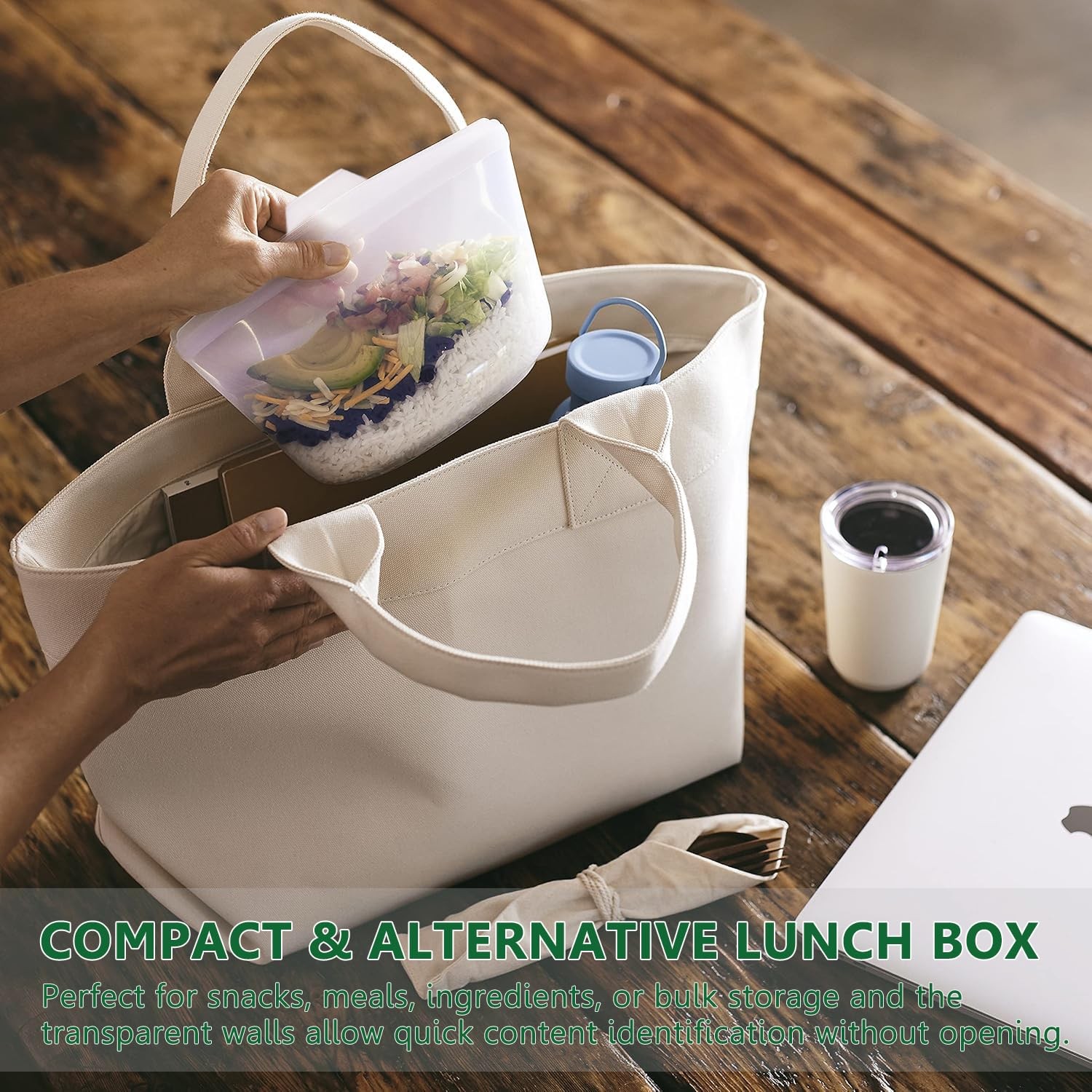 Food Grade Reusable 9.72″ x 6.85″ x 1.38″ (Large, 51oz/1500ml), Clear