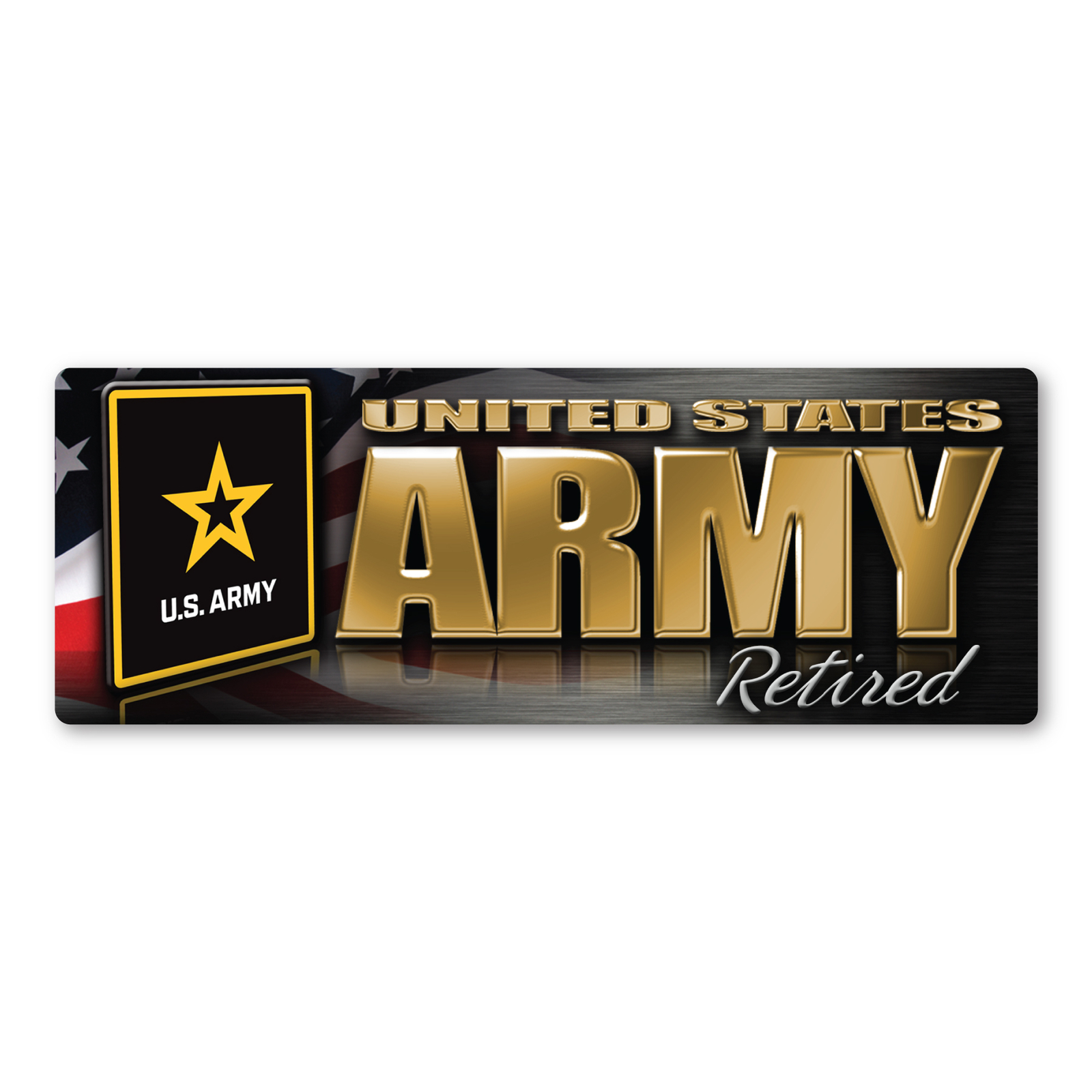 Army Retired Chrome Bumper Strip Magnet