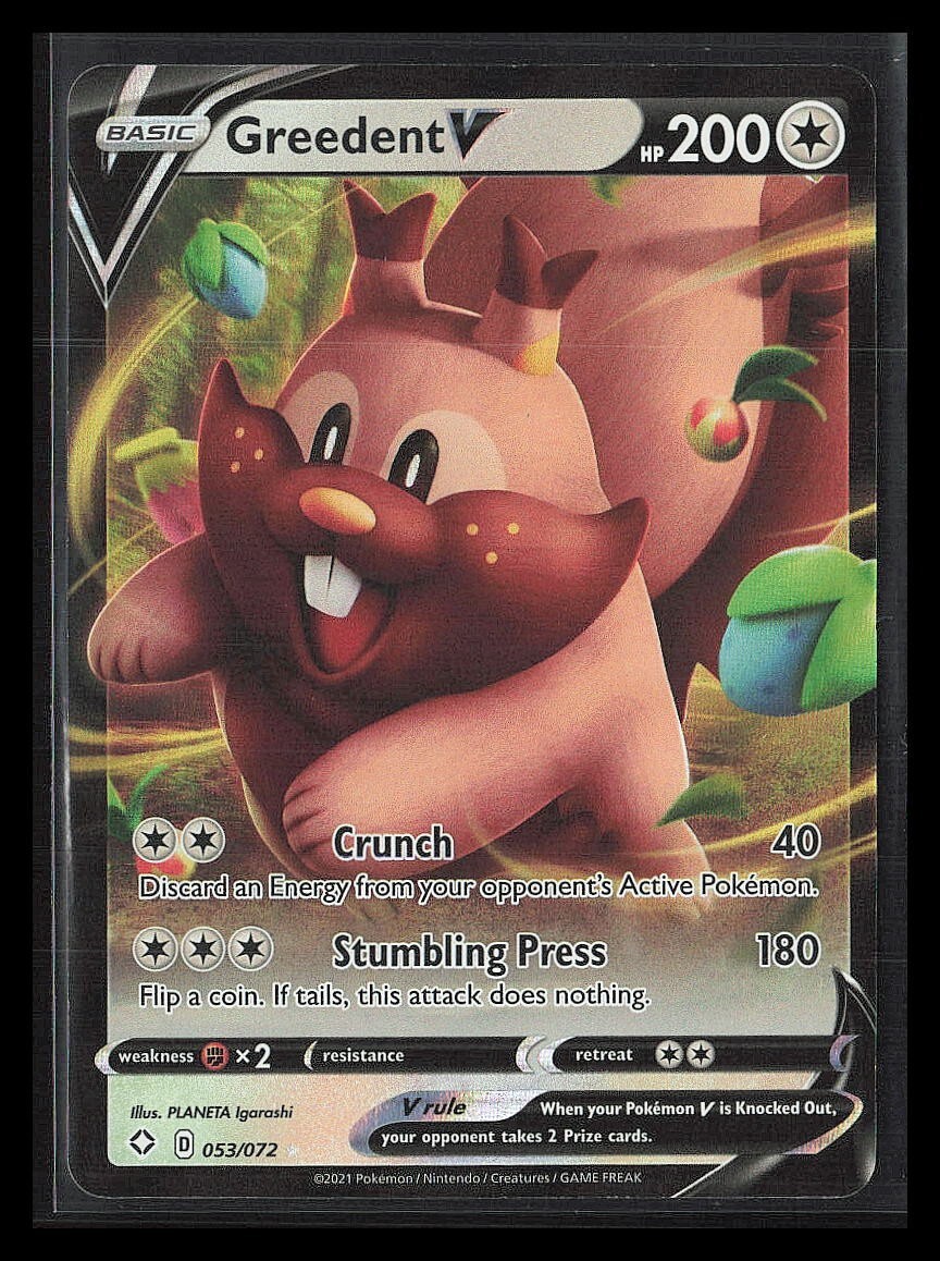 GREEDENT V Pokemon TCG Shining Fates 053/072 Holo UR 2021
