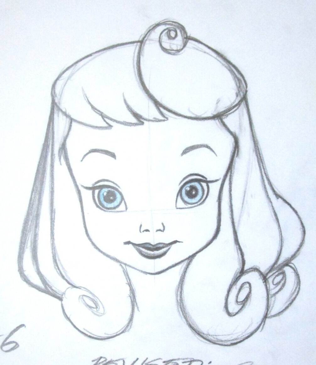SIGNED SLEEPING BEAUTY AURORA BABY WALT DISNEY ORIGINAL MERCHANDISE cel DRAWING