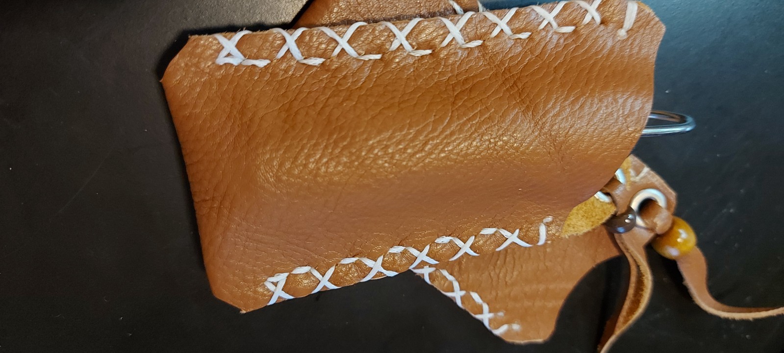 Bundle of 2 rich tan leather pocket slips for your folding knives up to 4 1/2″ h