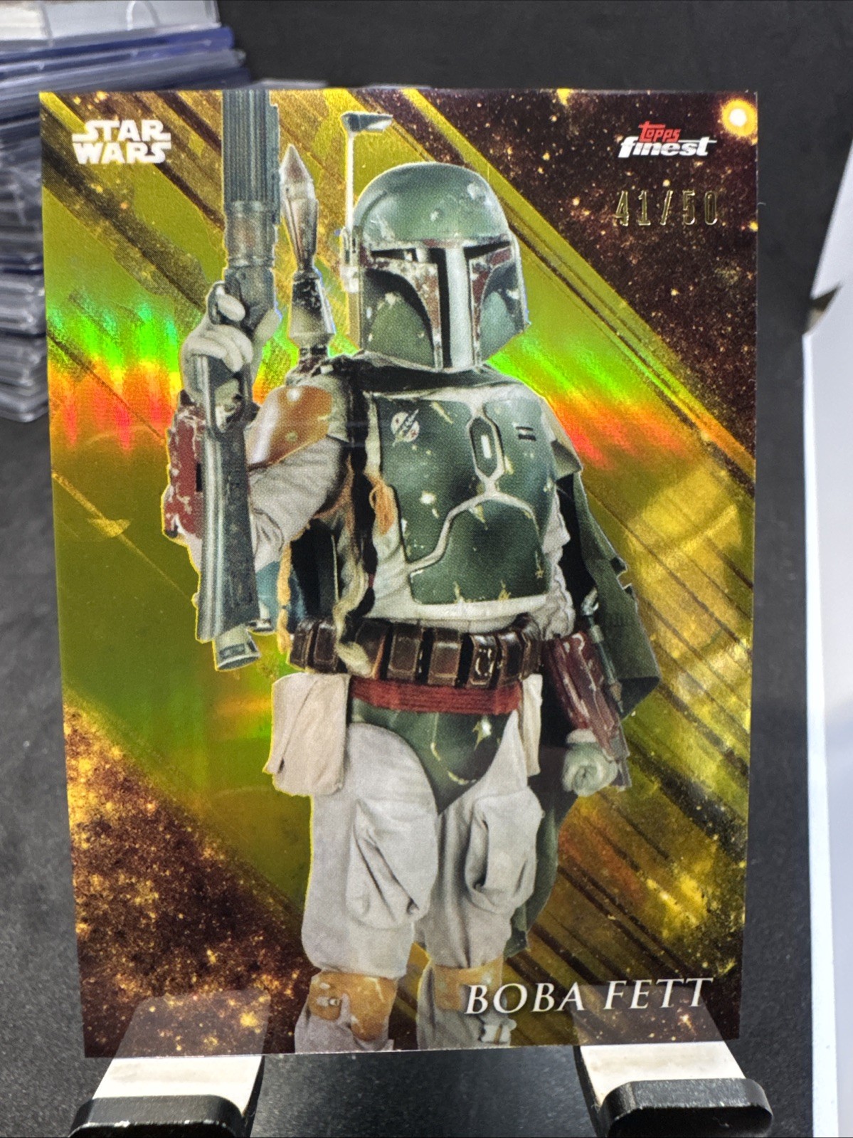 STAR WARS 2018 TOPPS FINEST Gold REFRACTOR BASE PARALLEL 14 BOBA FETT #D 41/50