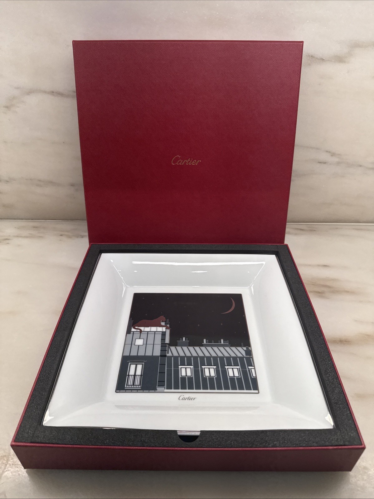 Cartier Panther Porcelain Large Trinket Tray NIB
