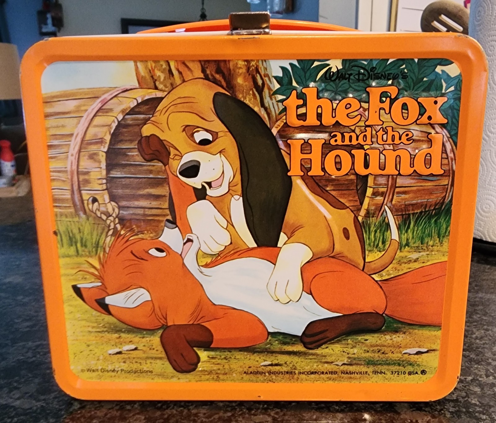 Vintage 1981 Disney The Fox And The Hound Metal Lunchbox With Thermos