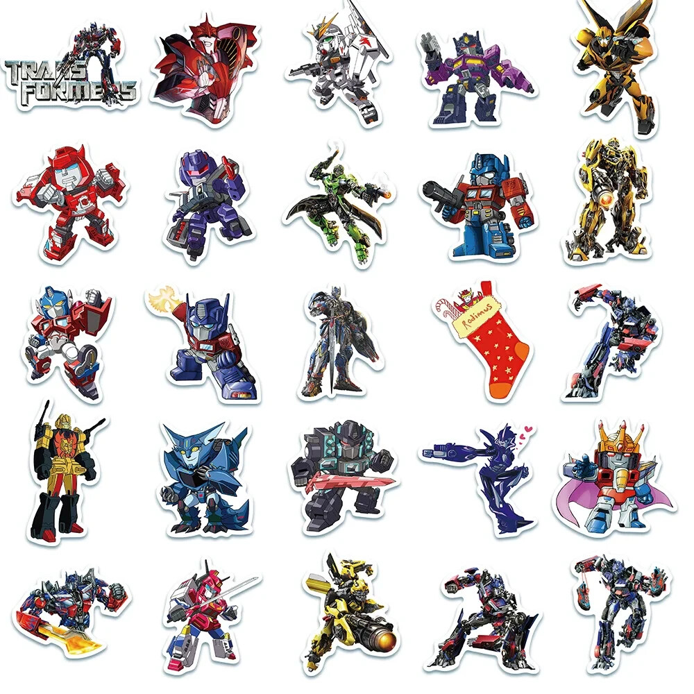 TRANSFORMERS STICKERS (50pcs) Fifty Unique Die-Cut Decal w/ Autobots Decepticons