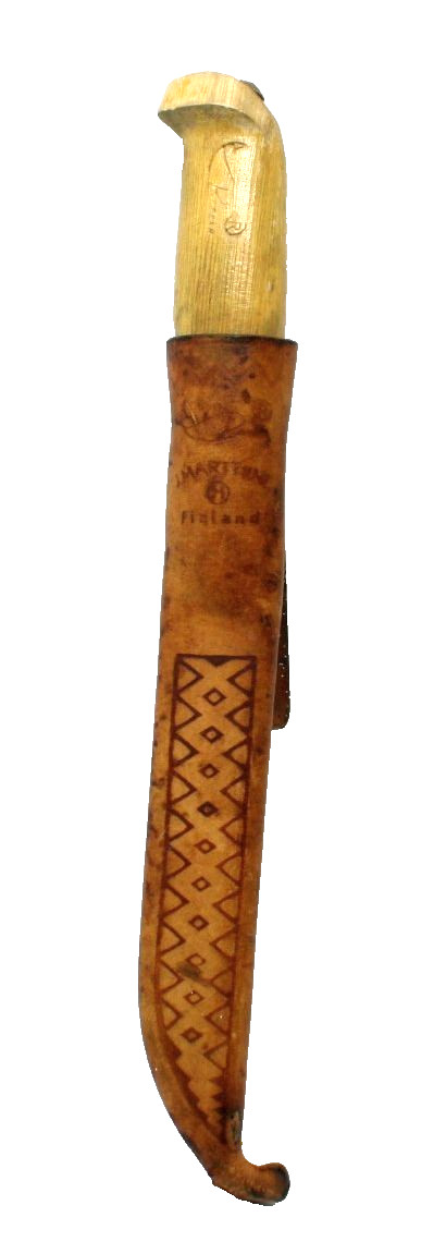 Vintage J Marttiini Fixed Blade Fillet Knife with Signed Leather Sheath
