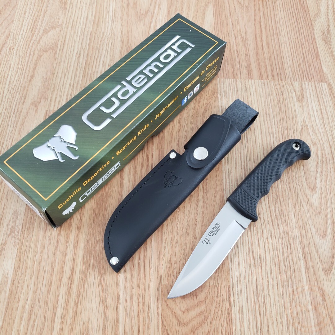 Cudeman Hunter Fixed Knife 4.25″ Vanadium Molybdenum Steel Blade Rubber Handle