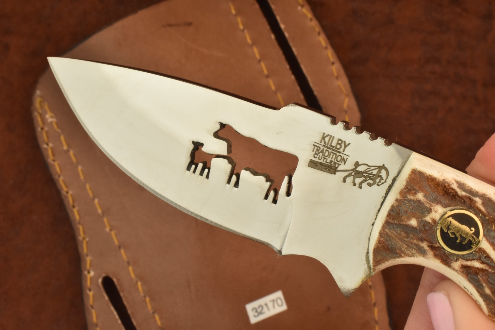 KILBY TRADITION PINE KNOT KY CUSTOM SERIES STAG PREMIUM FIXED BLADE KNIFE (32170