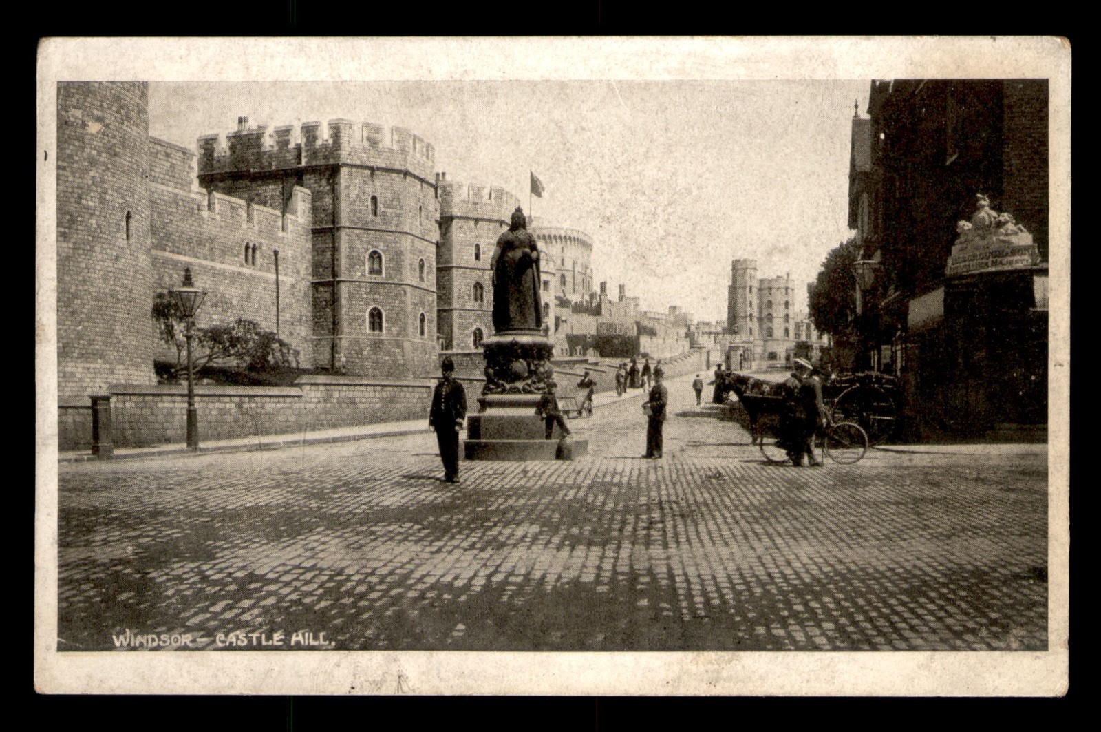 Windsor Castle Hill England People Bike Berkshire UNP Postcard Divided