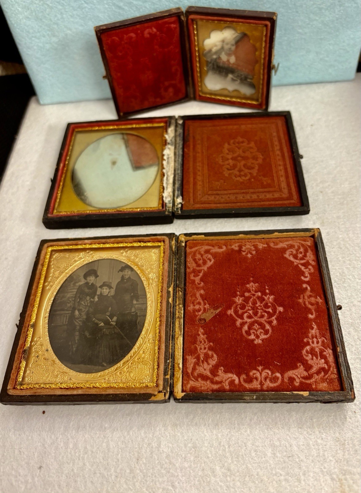 3 Antique Ambrotype , Daguerreotype In Full civil war era Case/ GF Inserts