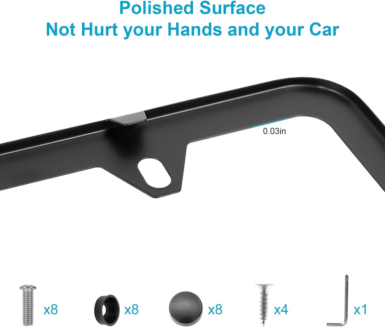 License Plate Frames Black, 2Pcs 4 Holes License Plate Holders, Stainless Steel