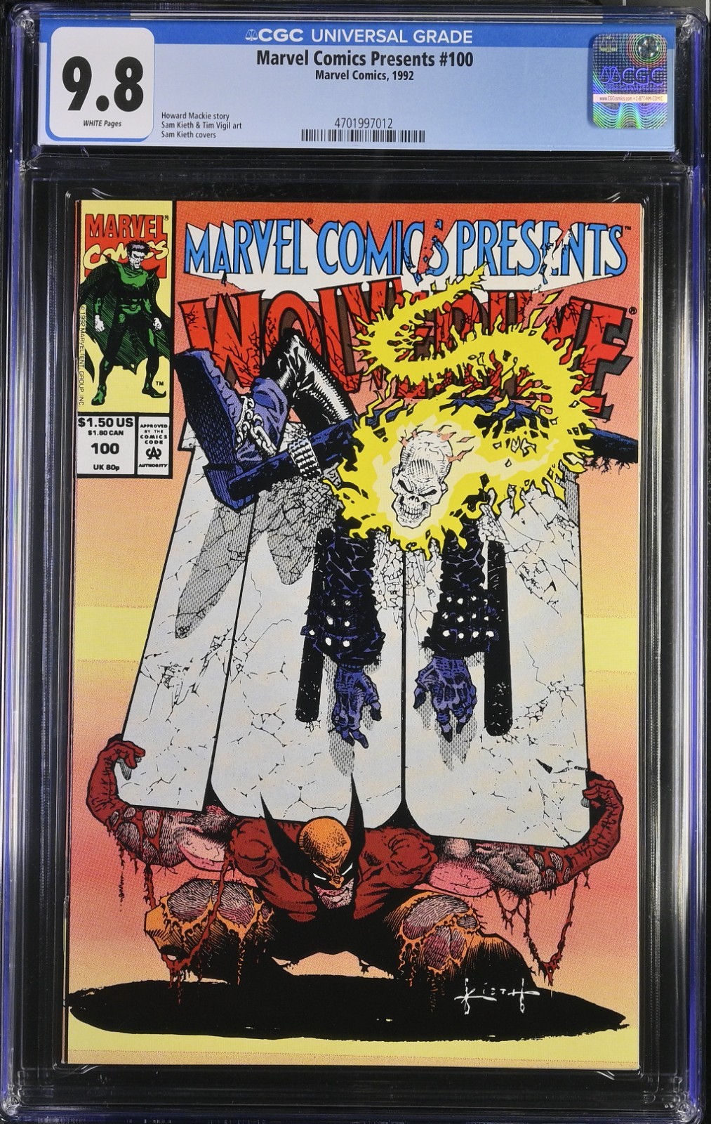 Marvel Comics Presents 100 Wolverine CGC 9.8 Ghost Rider 1991 Sam Keith Cover