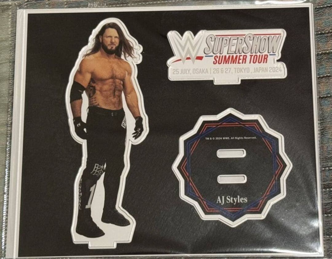 WWE AJ Styles Acrylic Stand Summer Tour 2024 Japan Used Collectible