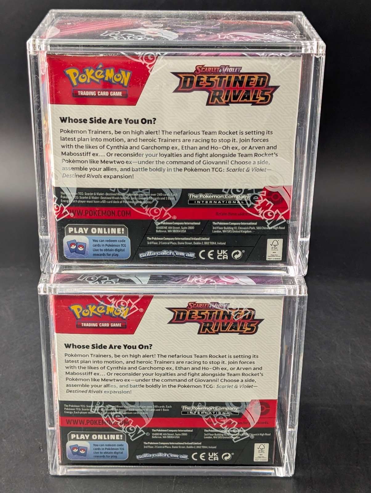 Lot (2) Pokemon SV10 Destined Rivals English Booster Boxes Sealed w/ Acrylic