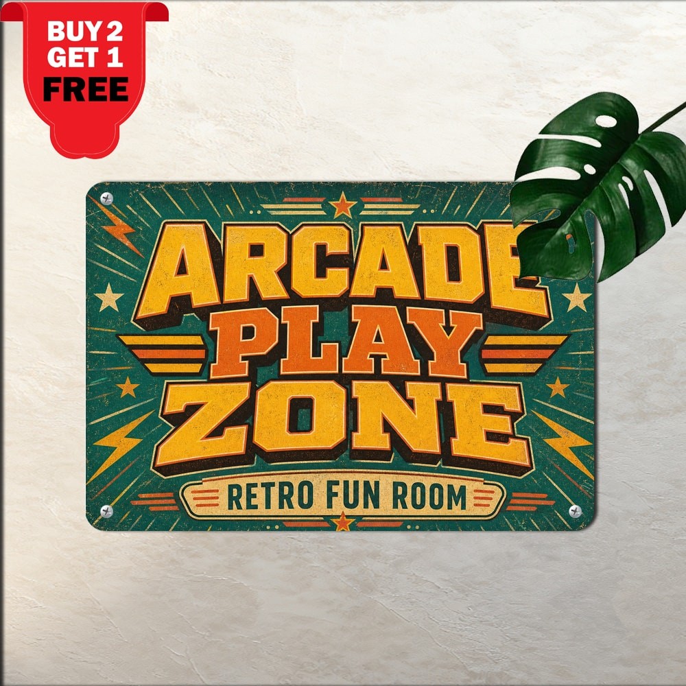 Pinball Game Room Arcade Sign Board Metal Tin Decor Plaque 8×12