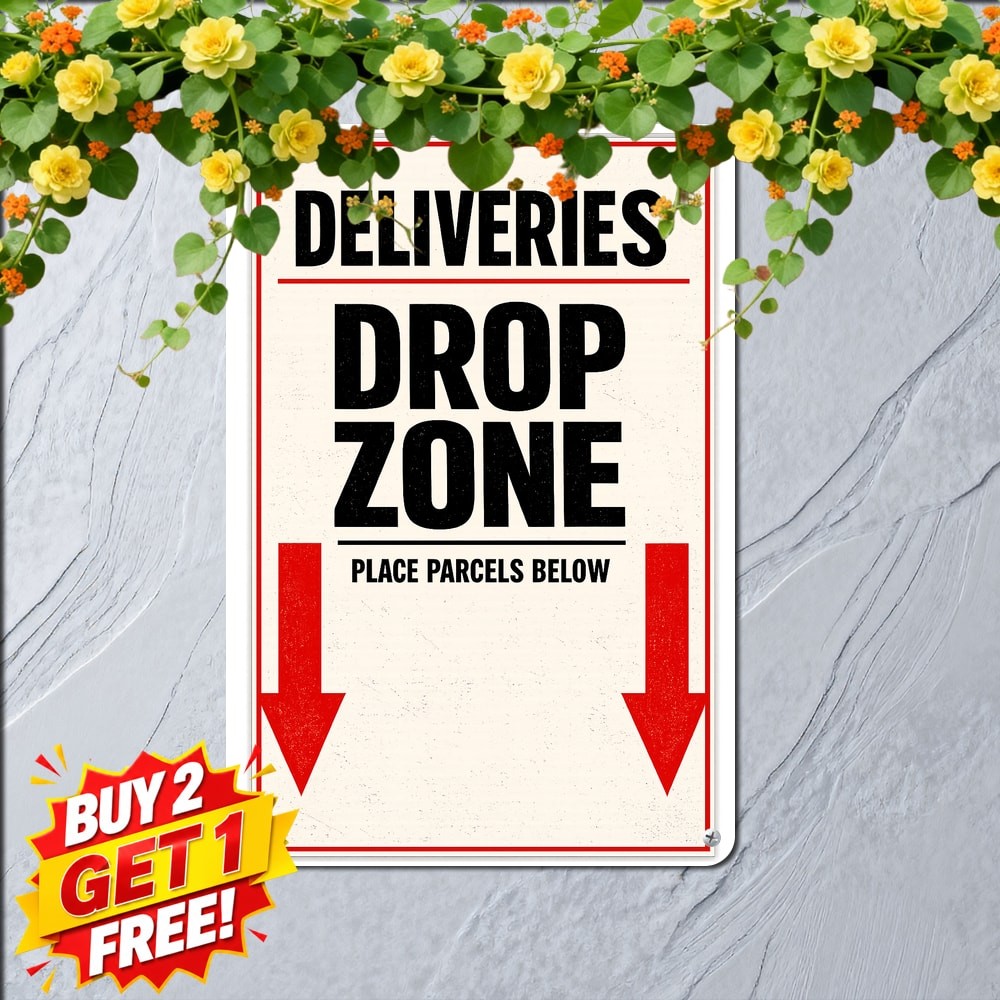 Package Delivery Instruction Front Door Porch Notice Plate Metal Tin Sign 8×12