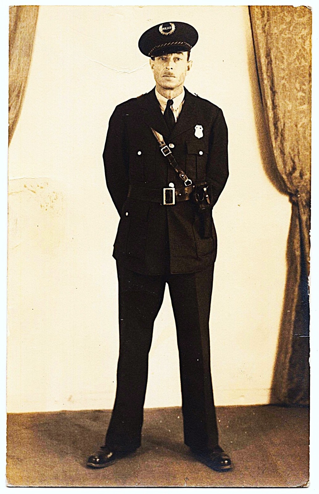 real photo Policeman Uniform 1940s postcard RPPC