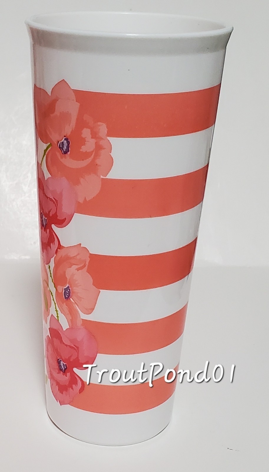 Tupperware Tumblers 16 oz Straight Stacking Set 4 Sweet & Sassy Flowers Peach