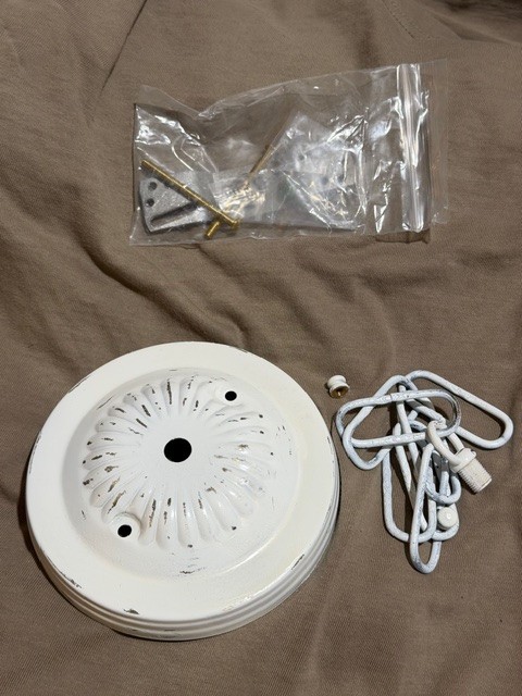 Shabby White Ceiling canopy chain mounting hardware tole lamp chandelier part