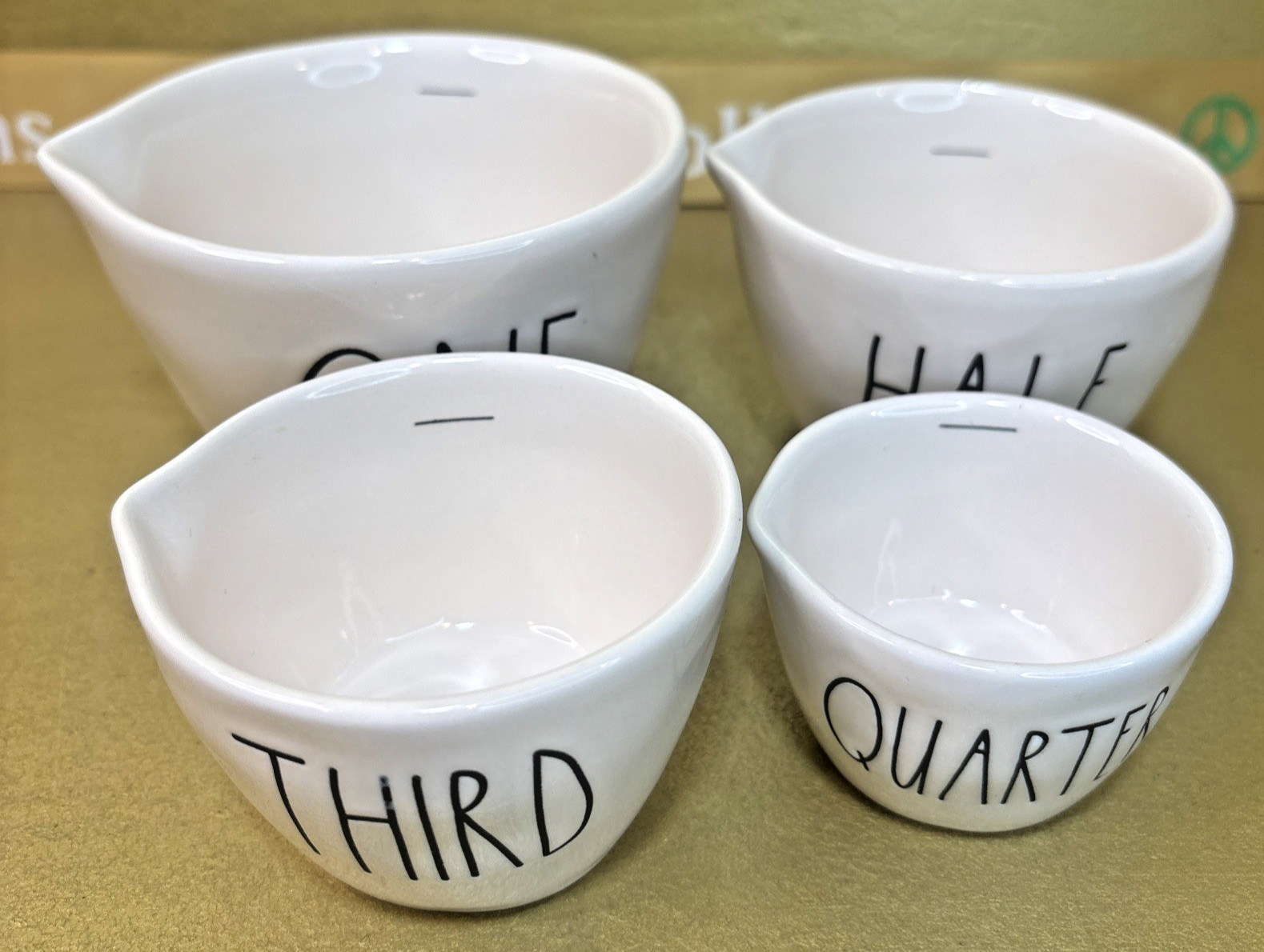 Rae Dunn Measuring Cups Set Artisan Collection Farmhouse White LL 181 Ceramic