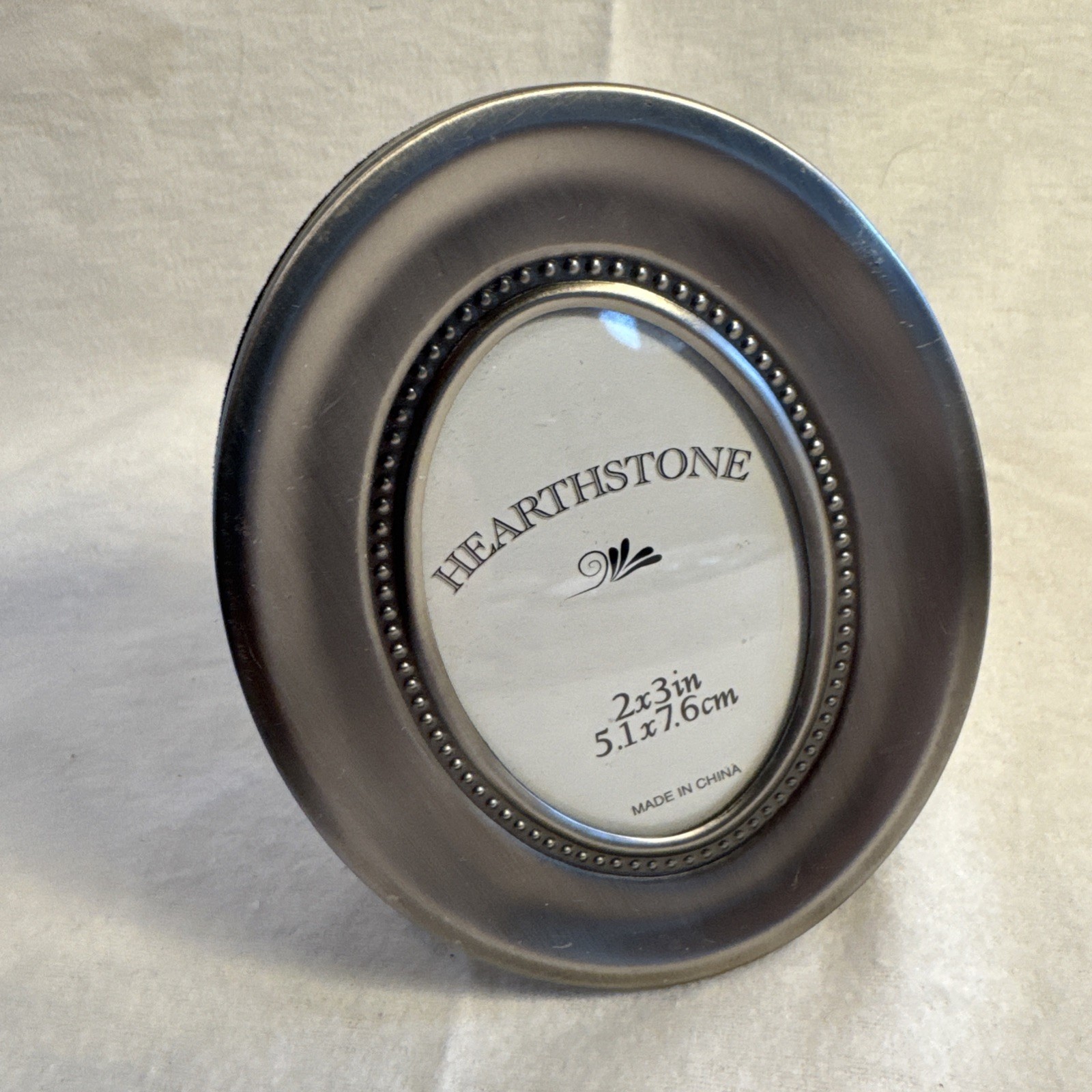 Hearthstone Silver Pewter Oval Photo Picture Frame Cottagecore Fits 2×3” Desk