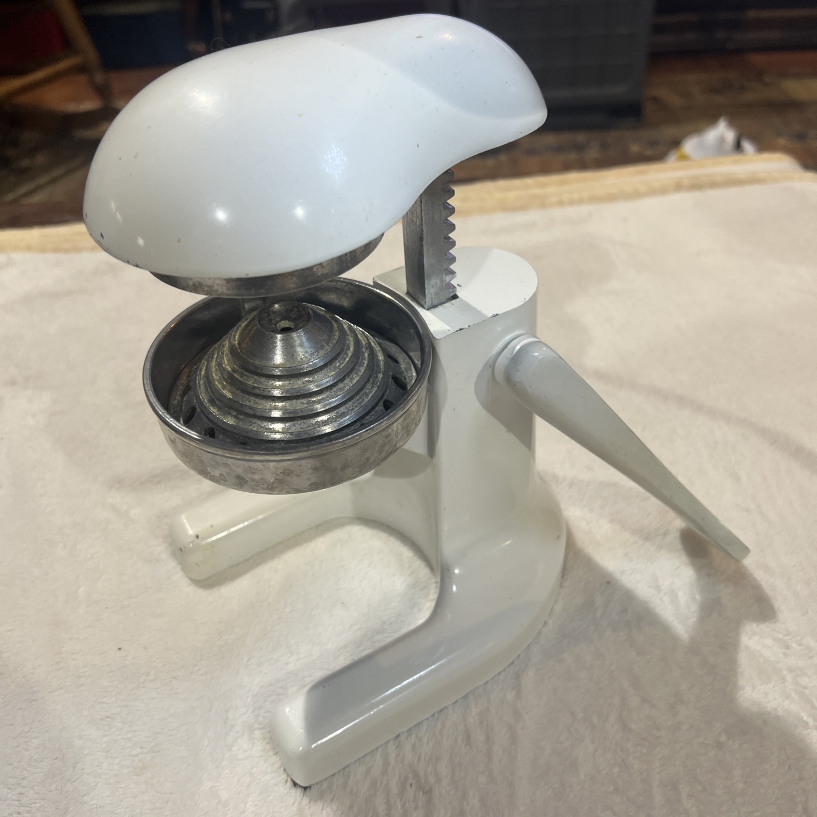 Vintage Juice King Citrus Manual Press Juicer 1950s Metal USA White Tabletop
