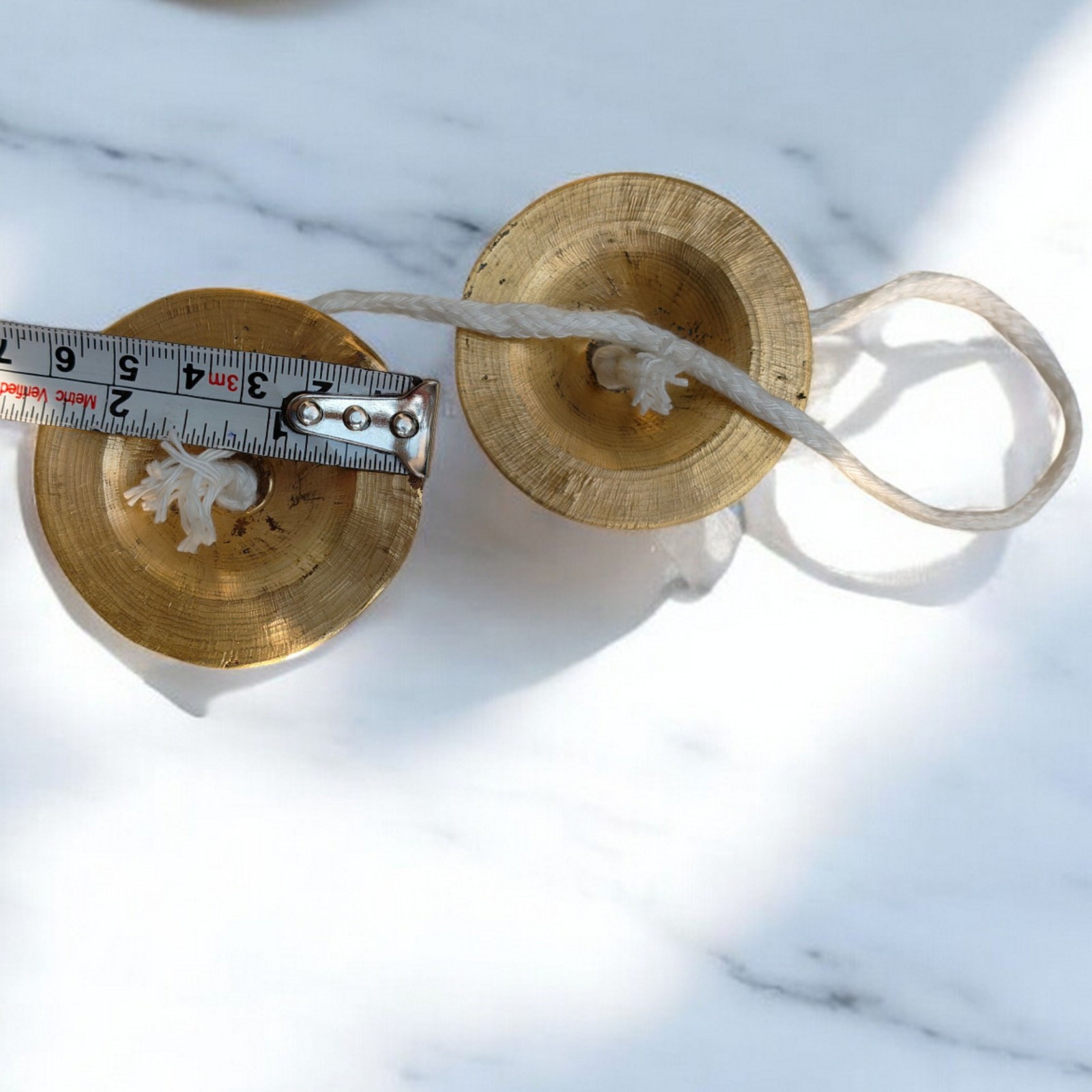 2.25 Inch Brass Manjira Pair | Traditional Indian Hand Cymbals Kartal Puja