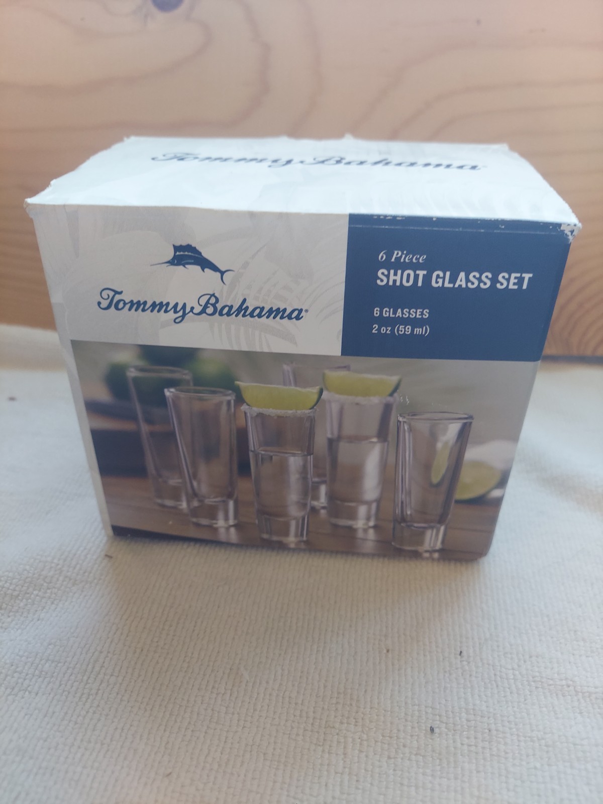 Tommy Bahama 6 Piece Clear Shot Glass Set 2 Oz /59 Ml Each BN