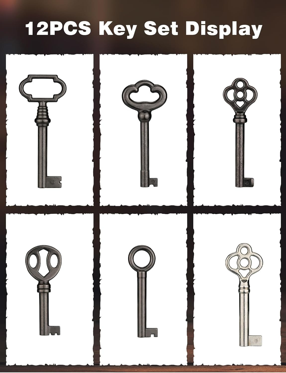 Mellbree Skeleton Key Set for Old Doors Antique Furniture Universal 12-Pack