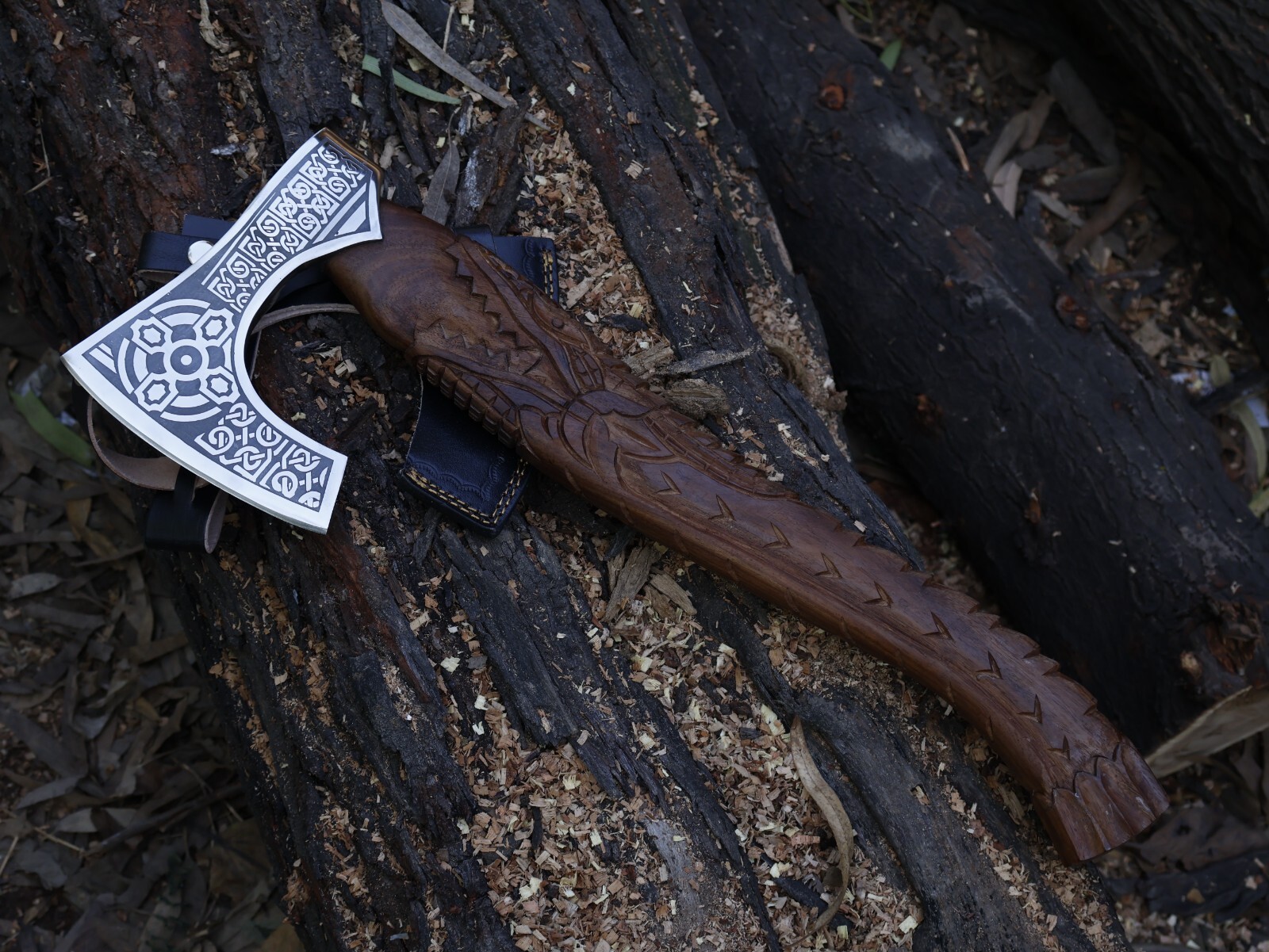 Hand Made carbon steel Blade Engraving Dragoon Axe Tomahawk/Viking axe W/L/S4580