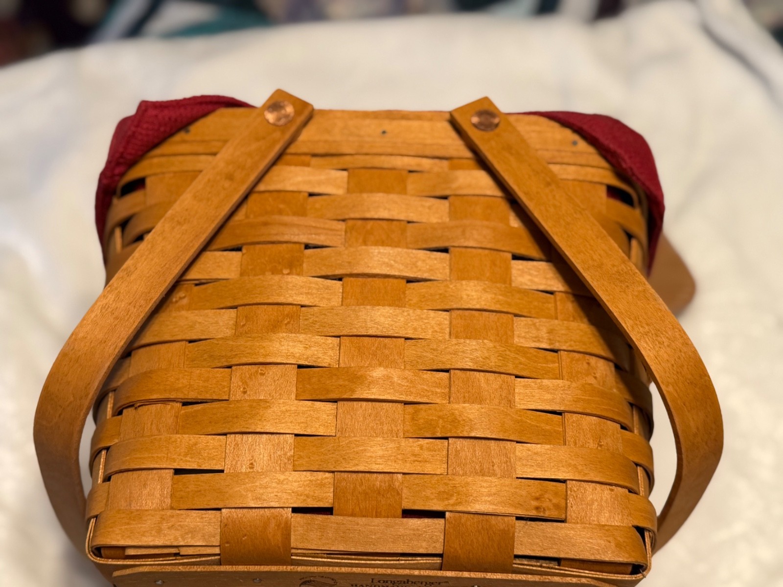 Longaberger Picnic Tote Basket, Liner and Protector + Riser